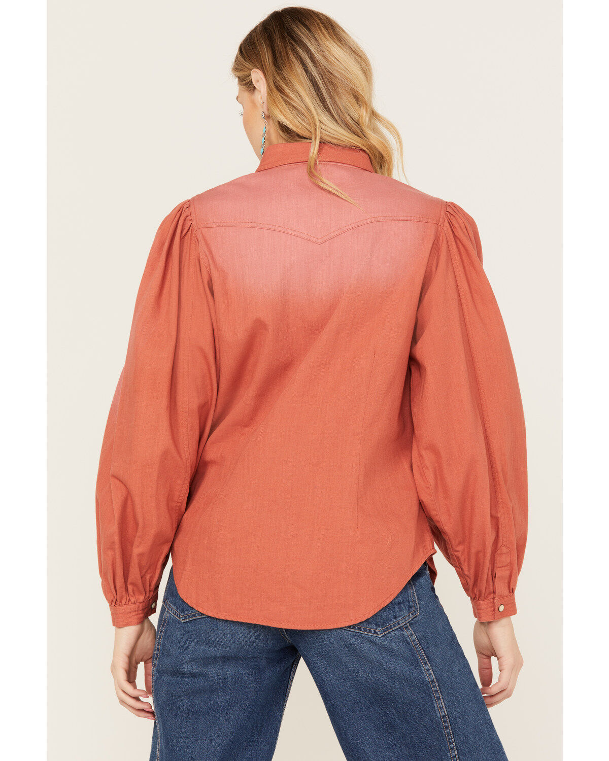 Panhandle Women's Ombre Puff Long Sleeve Snap Western Shirt