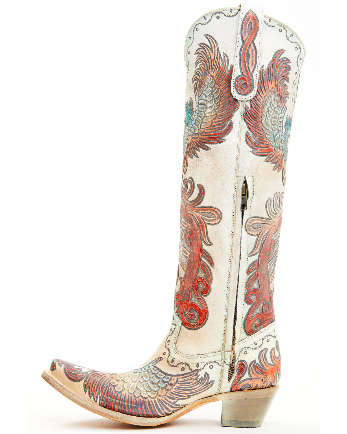 Corral Women's Fire Phoenix Hand Tooled And Painted Tall Western Boots - Snip Toe