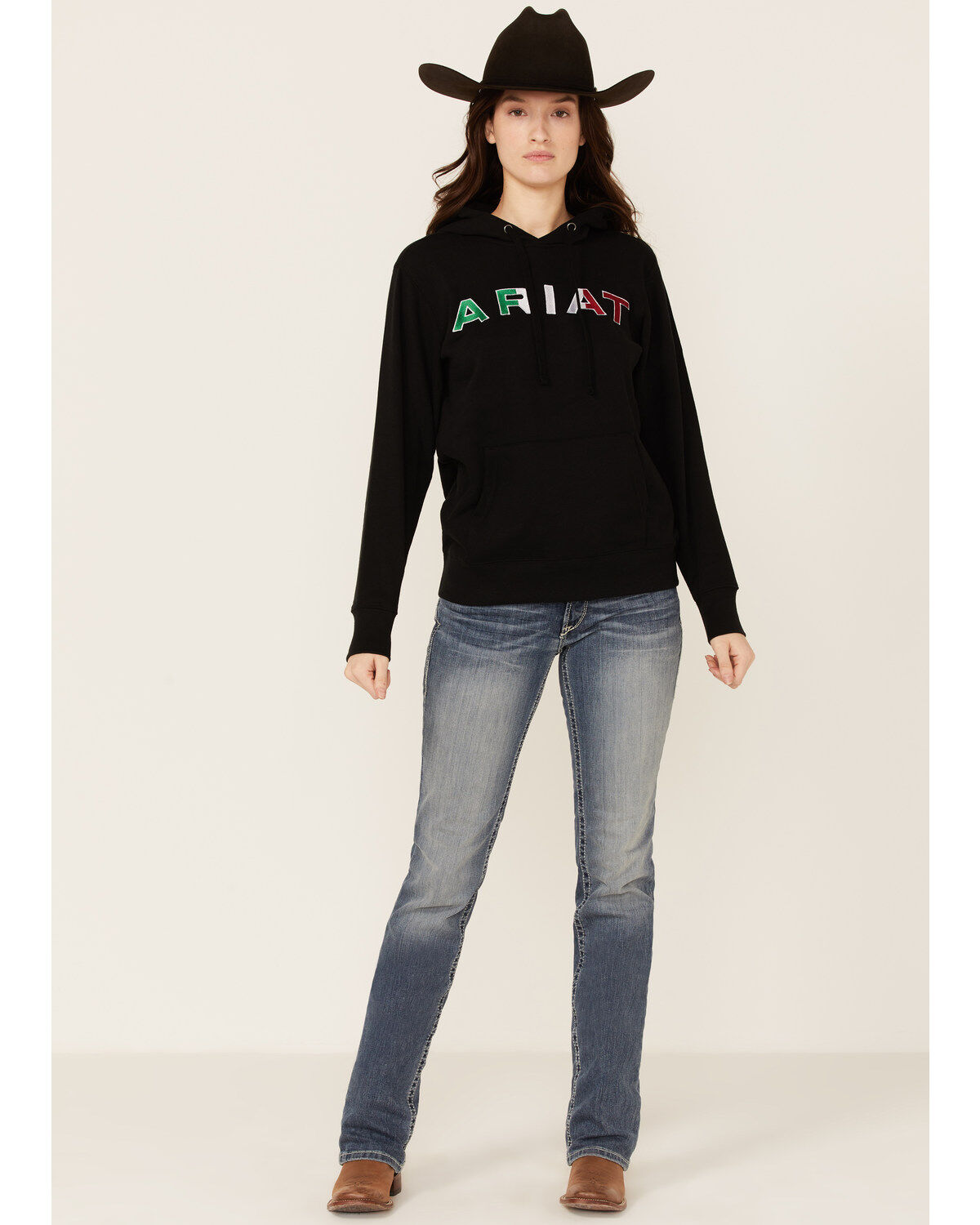Ariat Women's Black R.E.A.L Mexico Embroidered Logo Pullover Hoodie