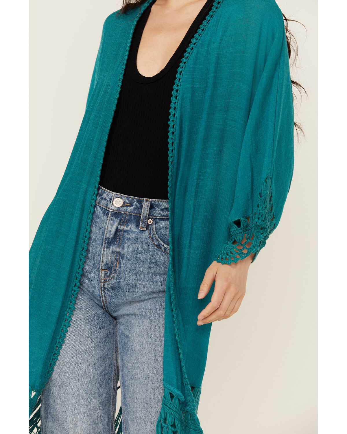 Shyanne Women's Crochet Fringe Kimono