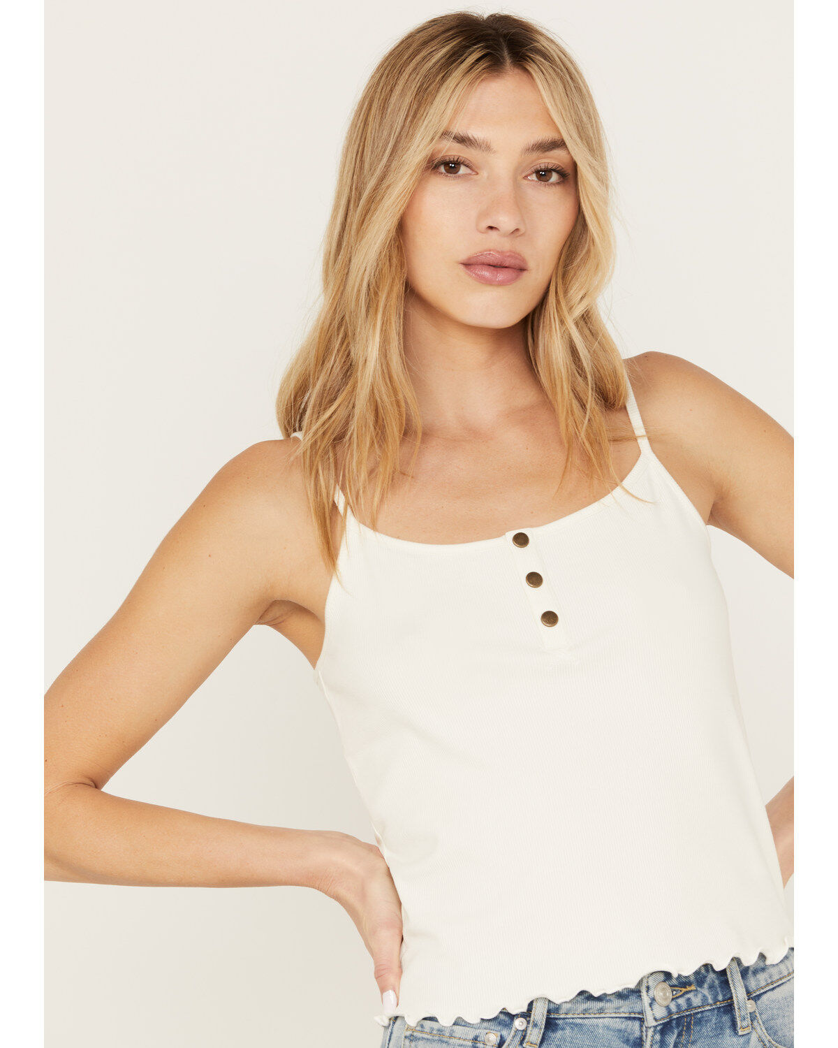 Cleo + Wolf Women's Rib Knit Henley Tank