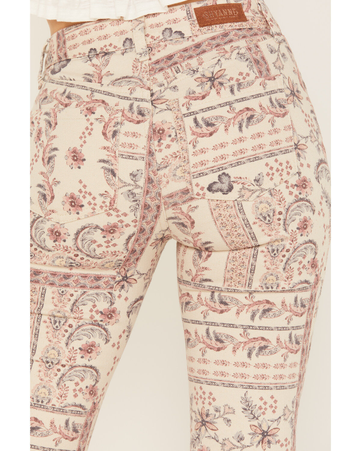 Shyanne Women's High Rise Paisley Americana Print Flare Jeans