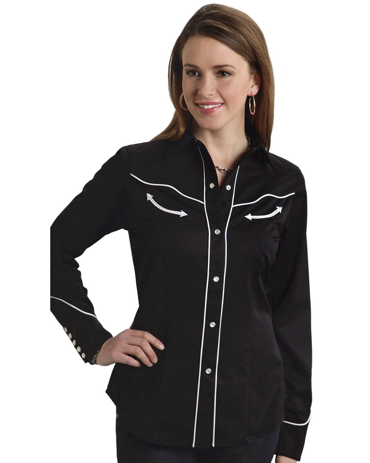 Roper Women's Americana Longhorn Long Sleeve Pearl Snap Western Shirt
