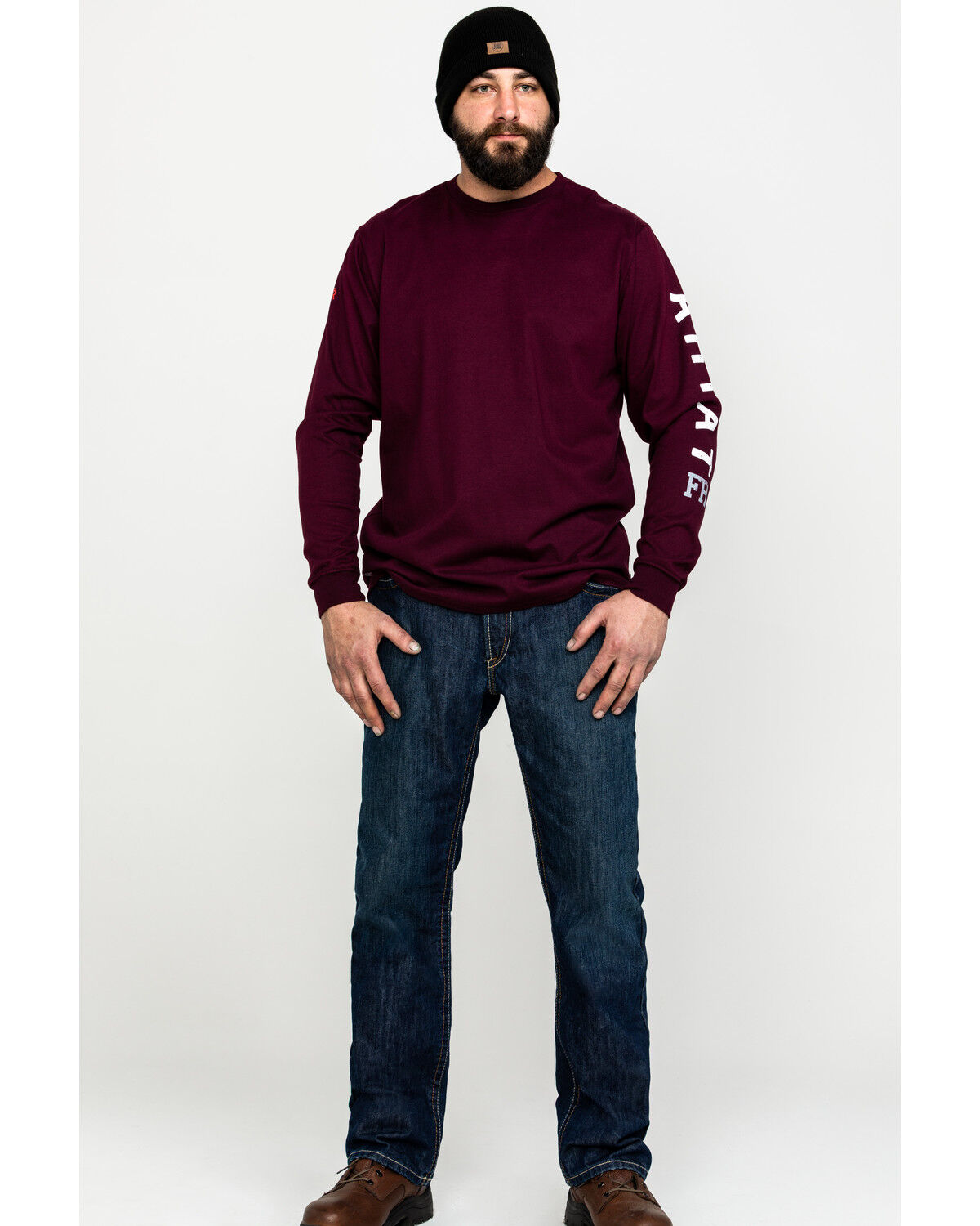 Ariat Men's FR Roughneck Skull Logo Crew Long Sleeve Work T-Shirt