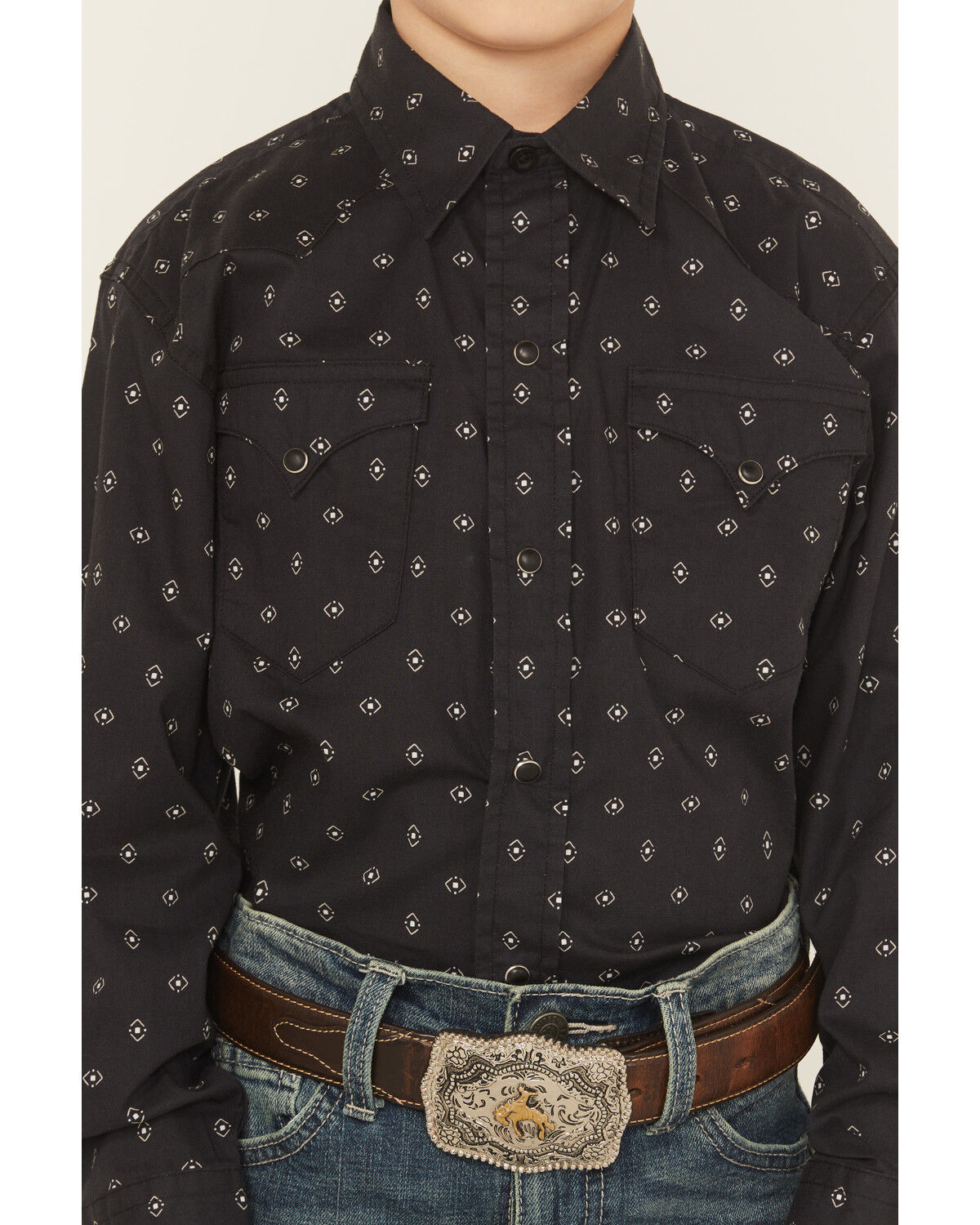Roper Boys' Dotted Long Sleeve Snap Western Shirt