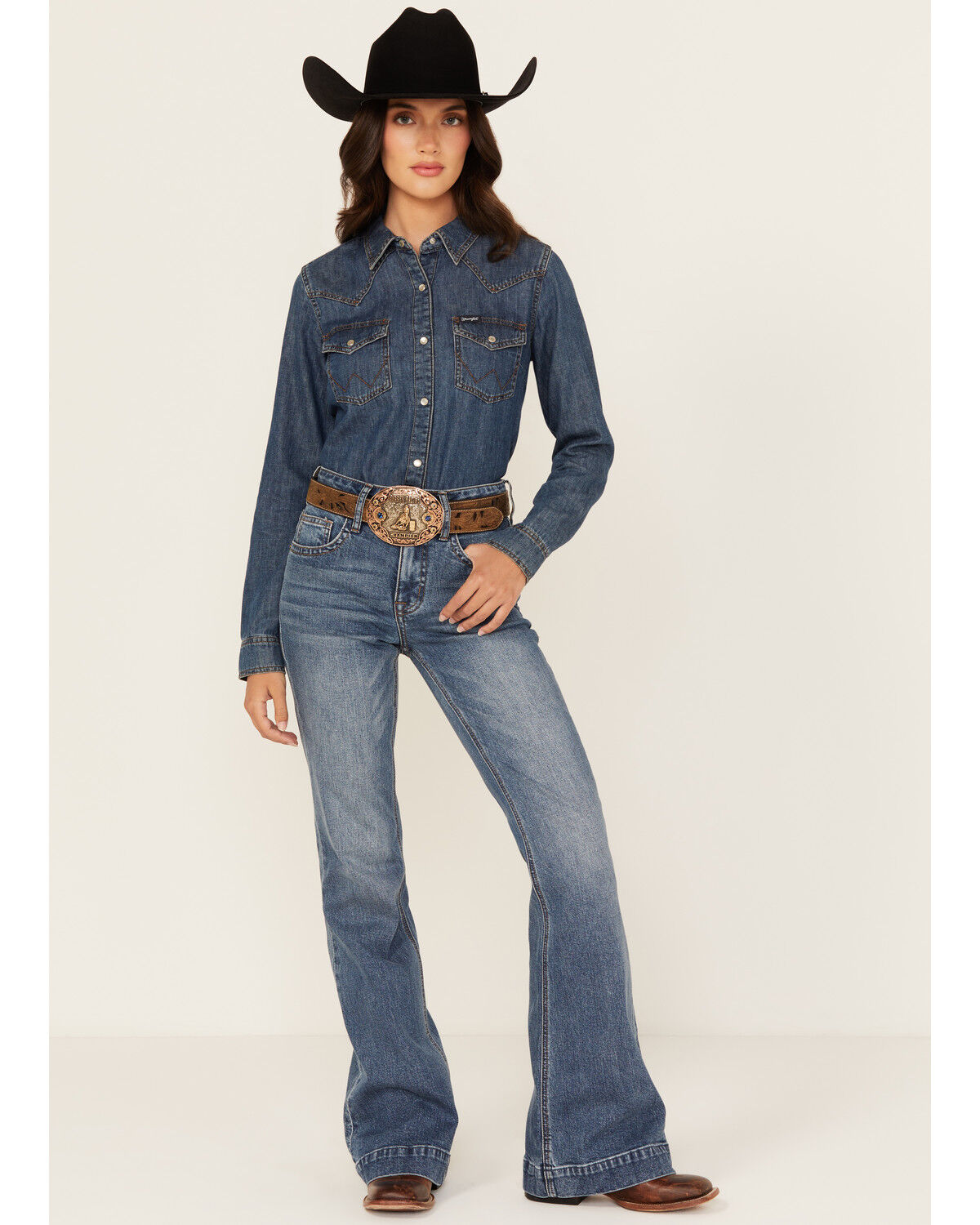 Rock & Roll Denim Women's Medium Wash High Rise Trouser Stretch Denim Jeans