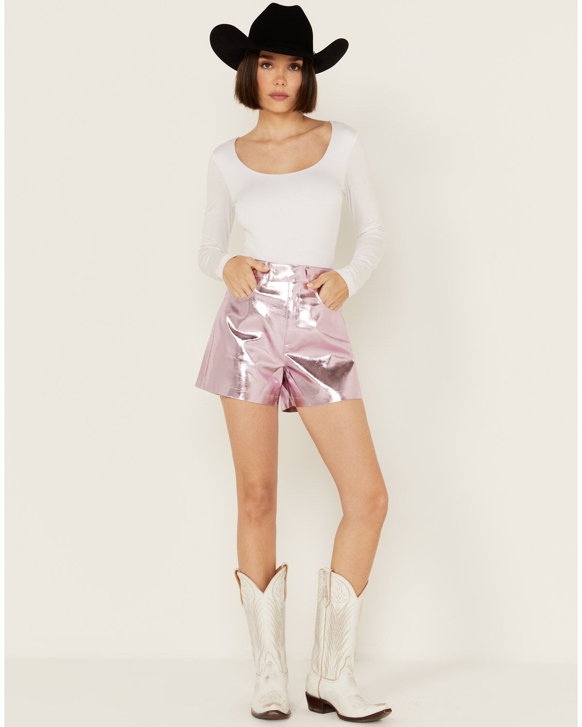 BLANKNYC Women's High Rise Metallic Shorts
