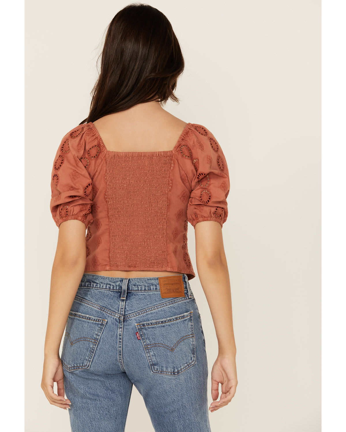 Shyanne Women's Tie-Front Short Sleeve Eyelet Top