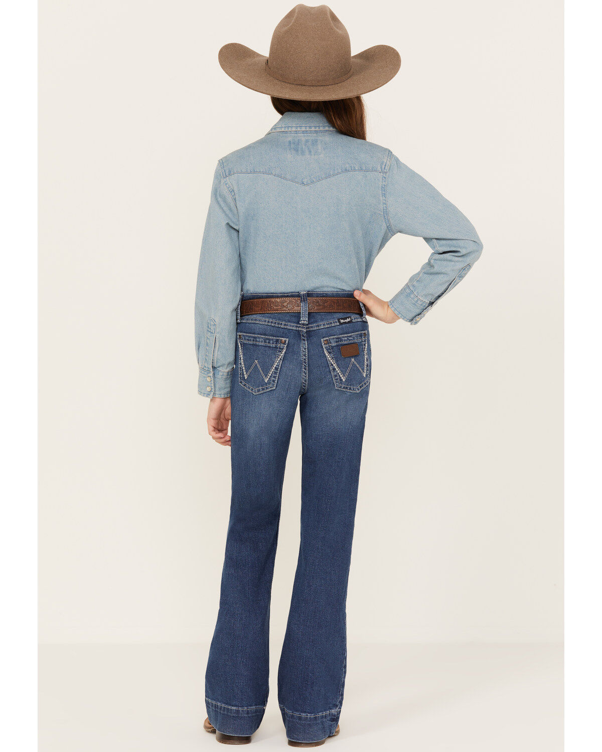 Wrangler Girls' Medium Wash Trouser Leg Jeans