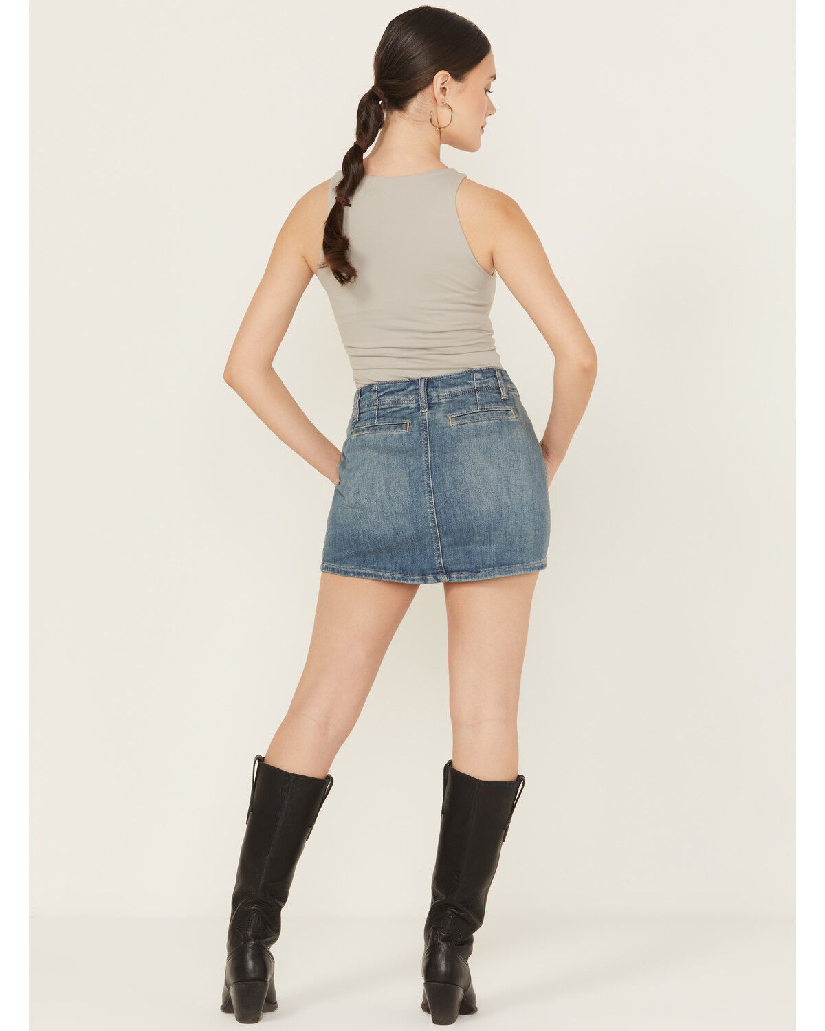 Free People Women's Daylight Medium Wash Denim Mini Skirt