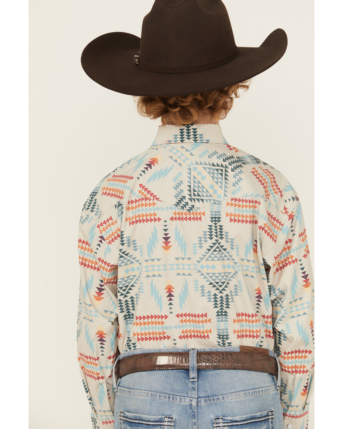 Rock & Roll Denim Boys' Southwestern Print Long Sleeve Pearl Snap Stretch Western Shirt