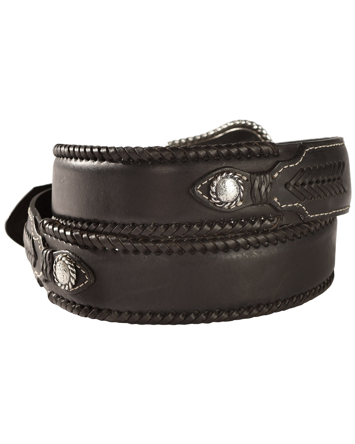 Nocona Men's Top Hand Lace Edge Concho Western Belt