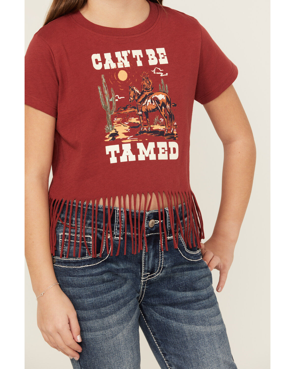 Shyanne Girls' Can't Be Tamed Fringe Graphic Tee