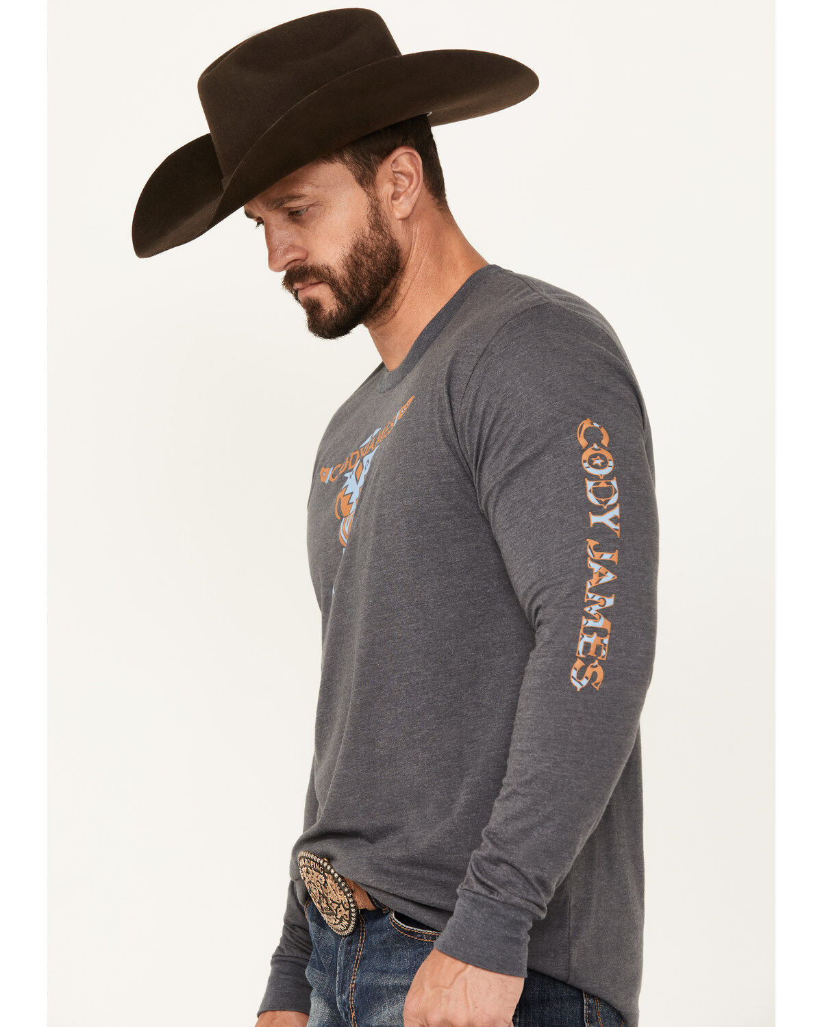 Cody James Men's Tribal Bull Long Sleeve Graphic T-Shirt