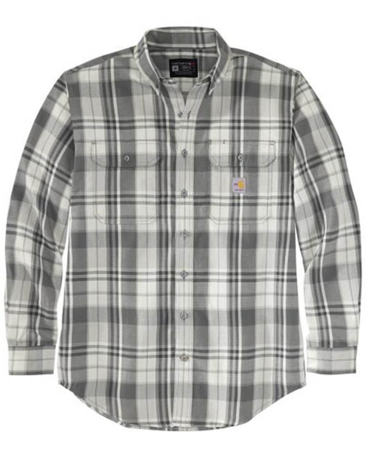 Carhartt Men's FR Force® Loose Fit Midweight Plaid Print Long Sleeve Button-Down Work Shirt