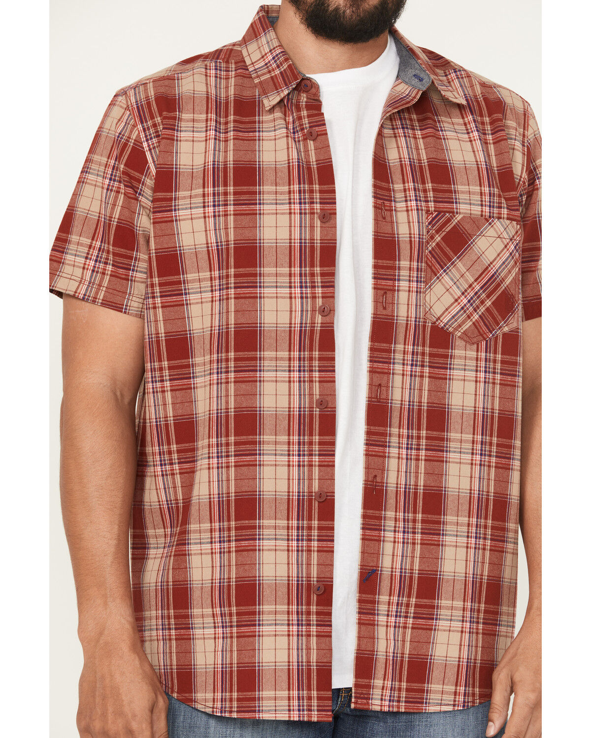 Brothers and Sons Men's Amador Plaid Print Short Sleeve Button-Down Western Shirt