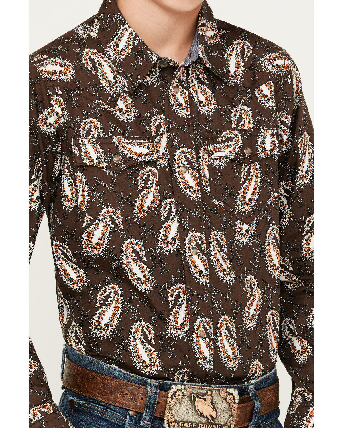 Cody James Boys' Flea Market Paisley Print Long Sleeve Snap Western Shirt