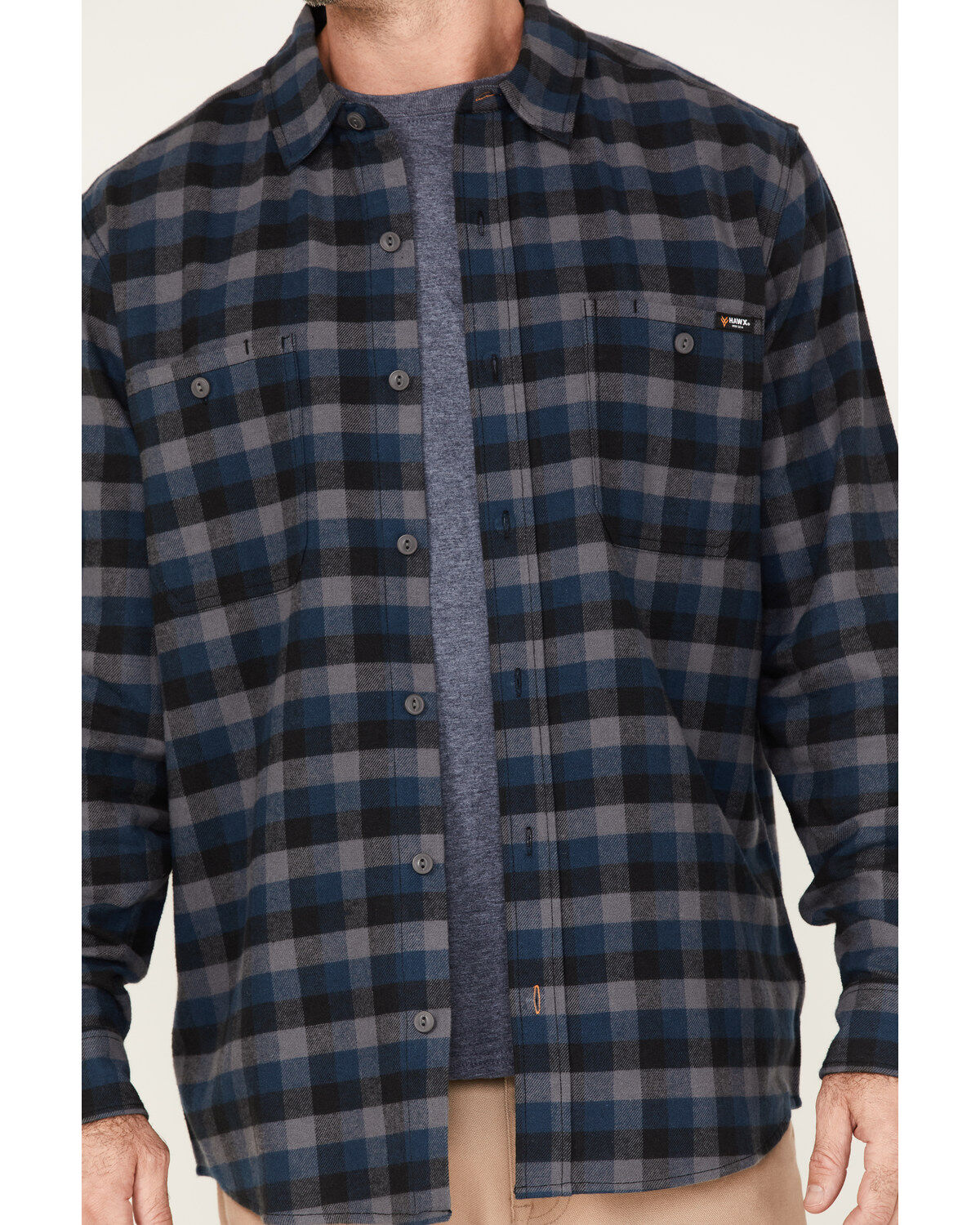Hawx Men's Checker Long Sleeve Button-Down Flannel Shirt