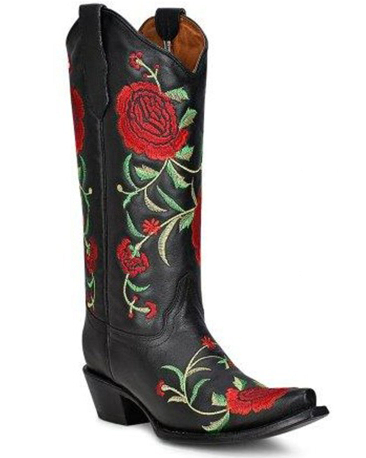 Circle G Women's Flowered Embroidery Western Tall Boots - Snip Toe