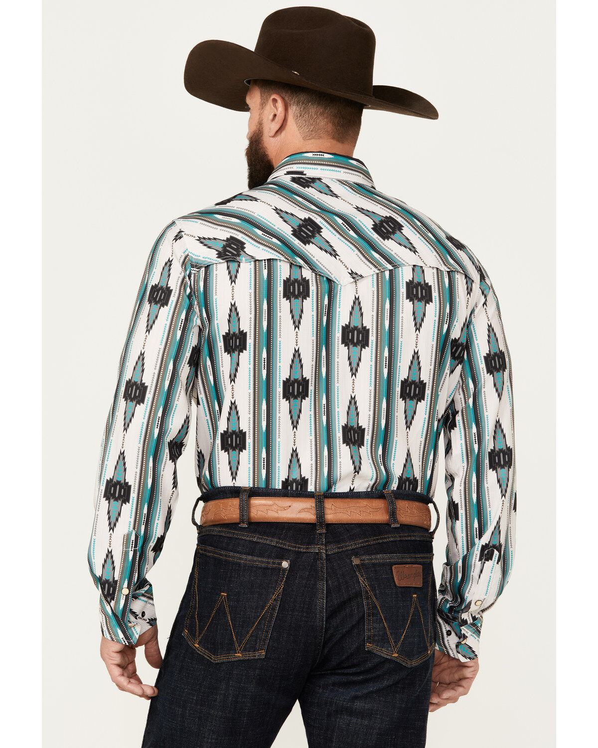 Rock & Roll Denim Men's Southwestern Print Ripstop Long Sleeve Snap Performance Western Shirt