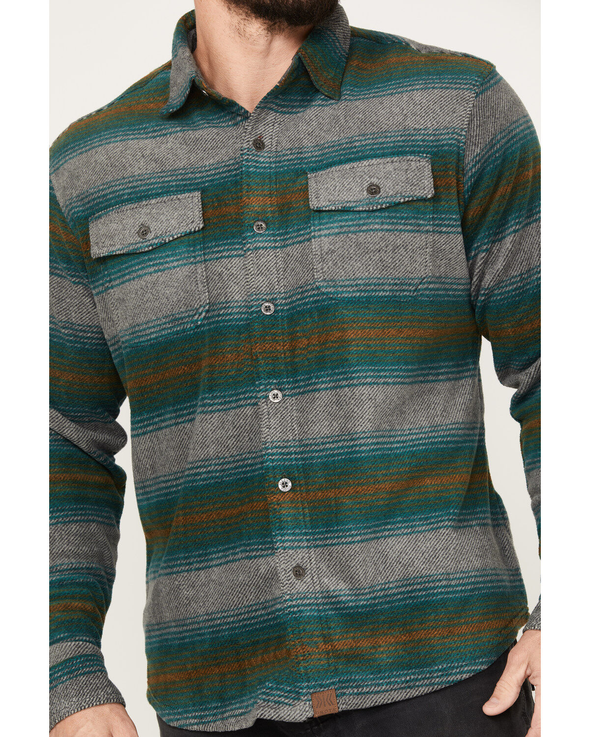 Dakota Grizzly Men's Bowie Button Down Long Sleeve Striped Western Fleece Shirt
