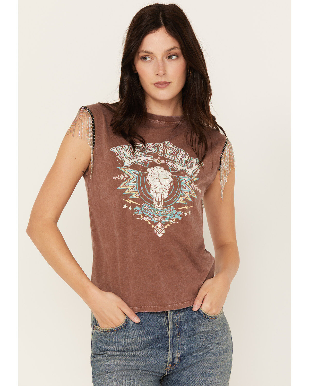 Rock & Roll Denim Women's Chain Fringe Graphic Tank