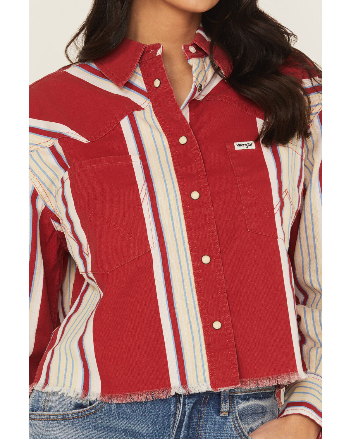 Wrangler Women's Modern Striped Long Sleeve Heritage Long Sleeve Snap Western Shirt