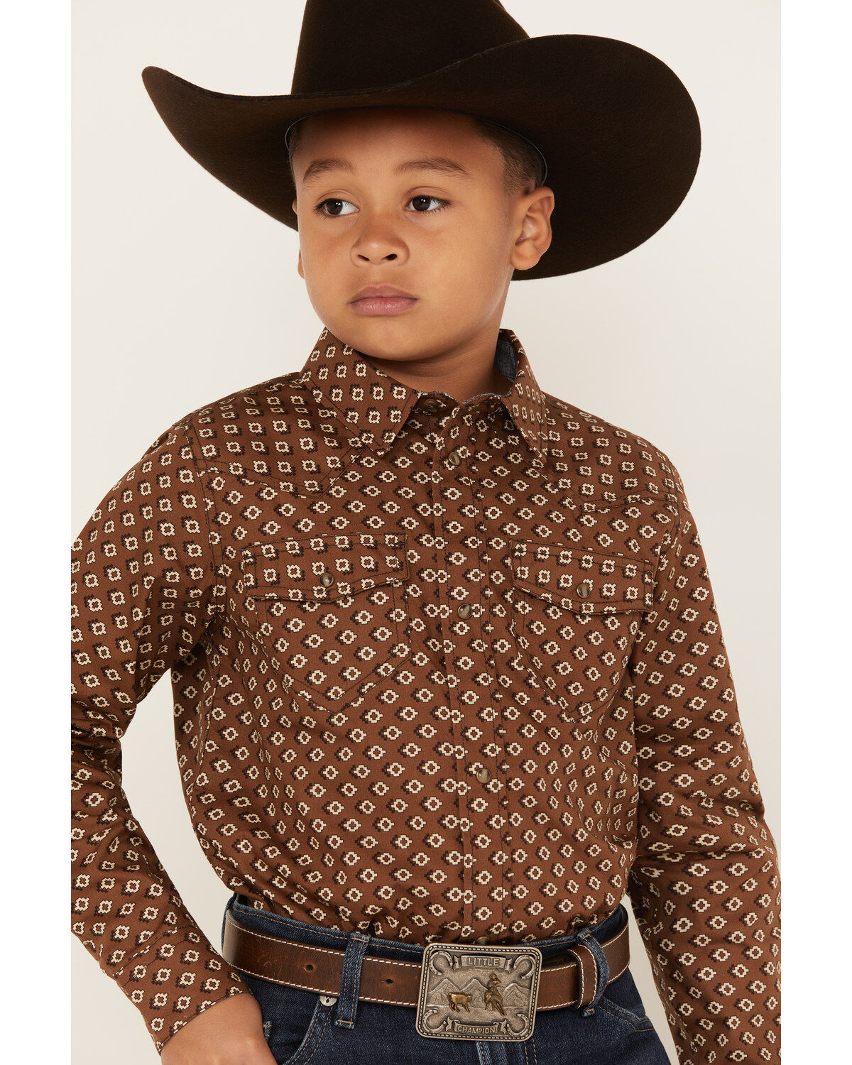 Cody James Boys' Rabbit Foot Southwestern Print Long Sleeve Snap Western Shirt
