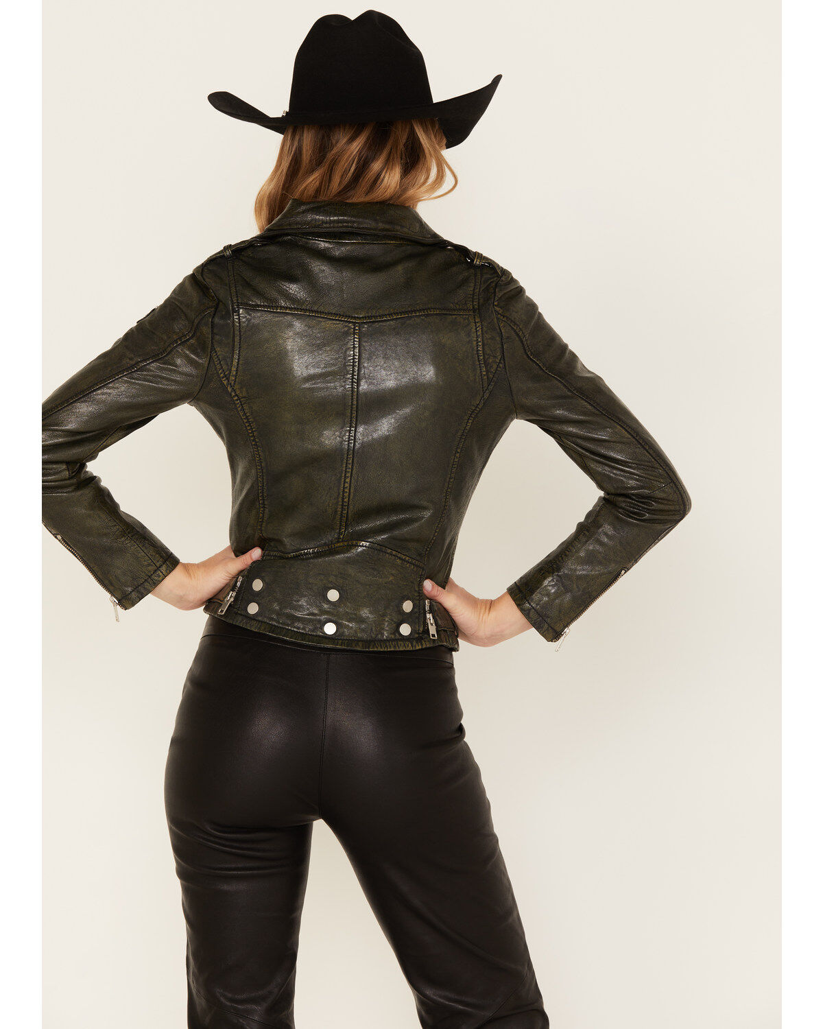 Mauritius Leather Women's Croc Collar Sydney Moto Jacket