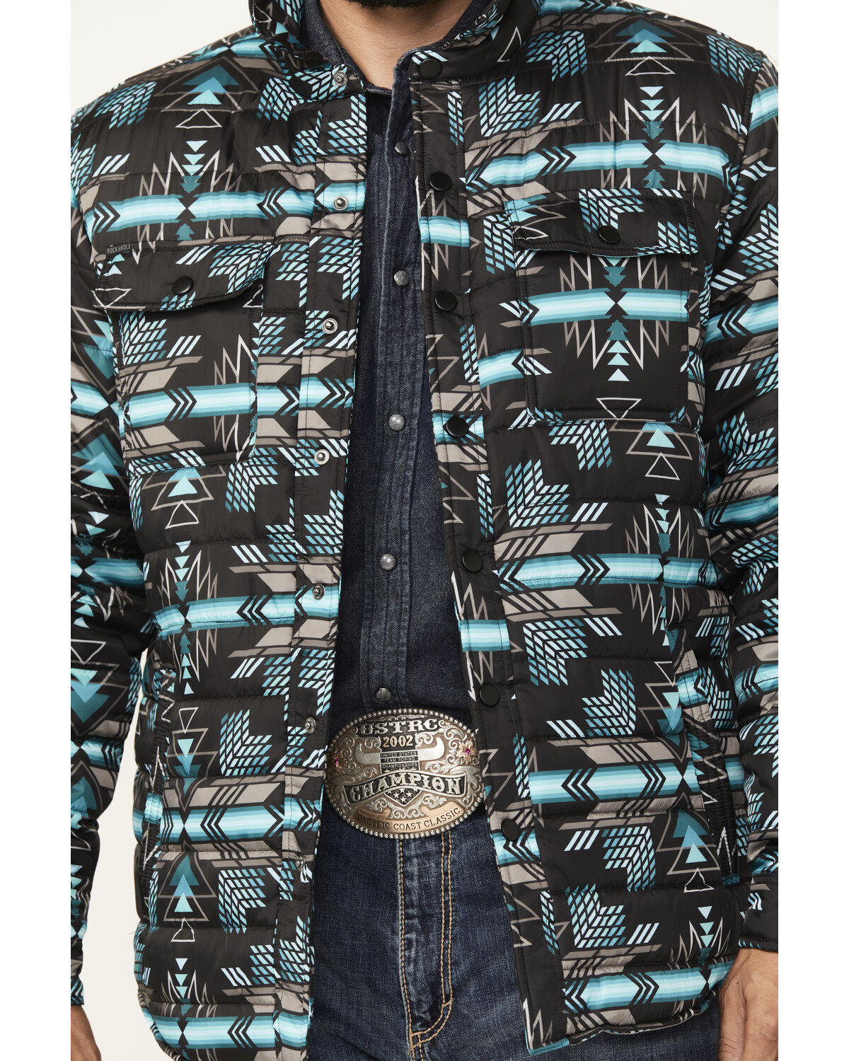 Rock & Roll Denim Men's Quilted Southwestern Snap Jacket
