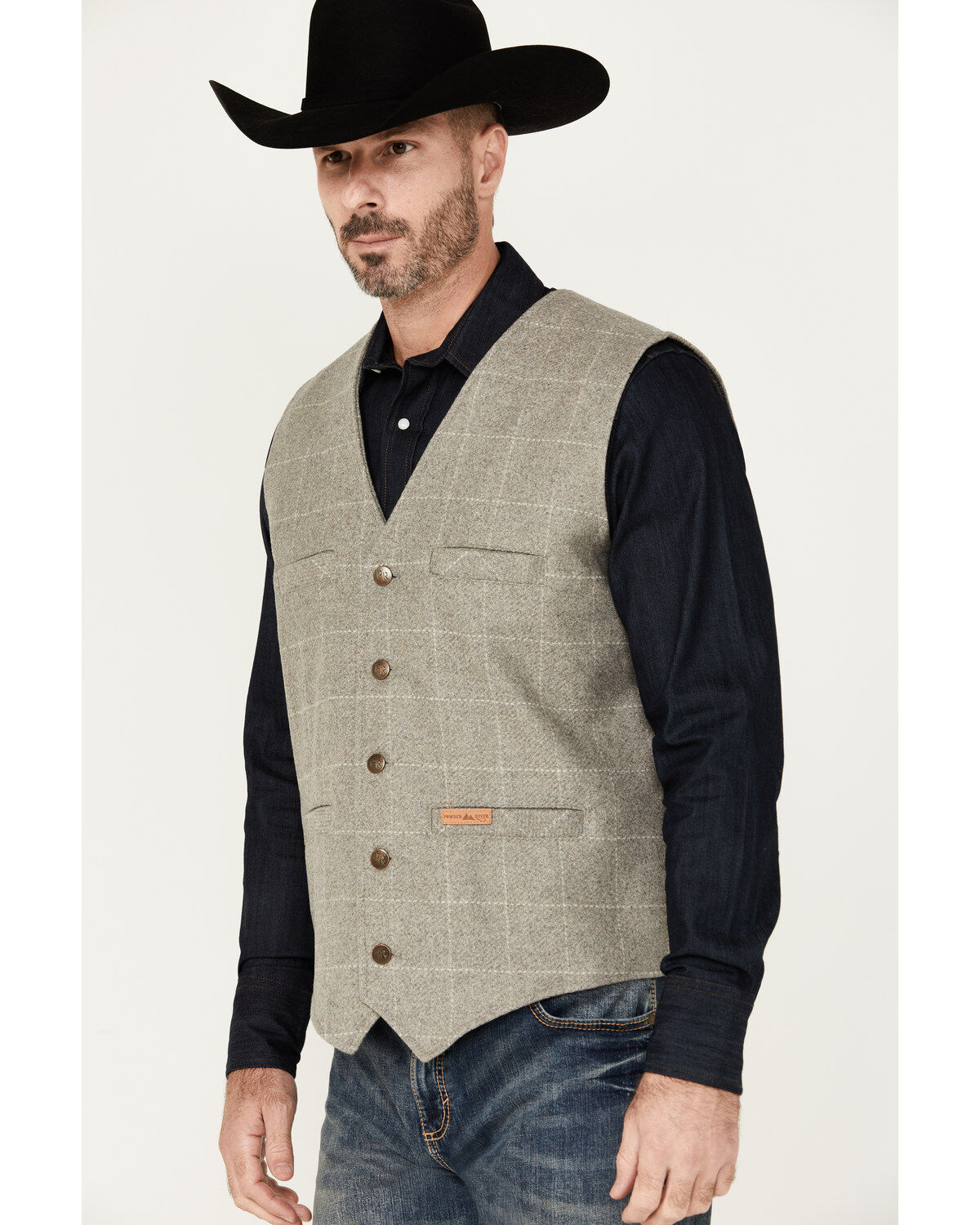 Powder River Outfitters Men's Plaid Print Wool Vest