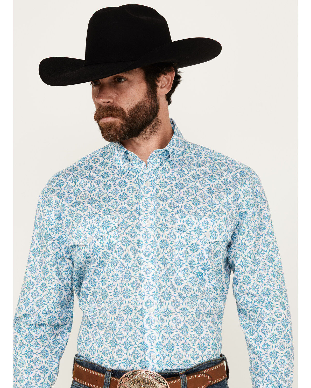 Roper Men's Amarillo Geo Medallion Long Sleeve Button Down Western Shirt
