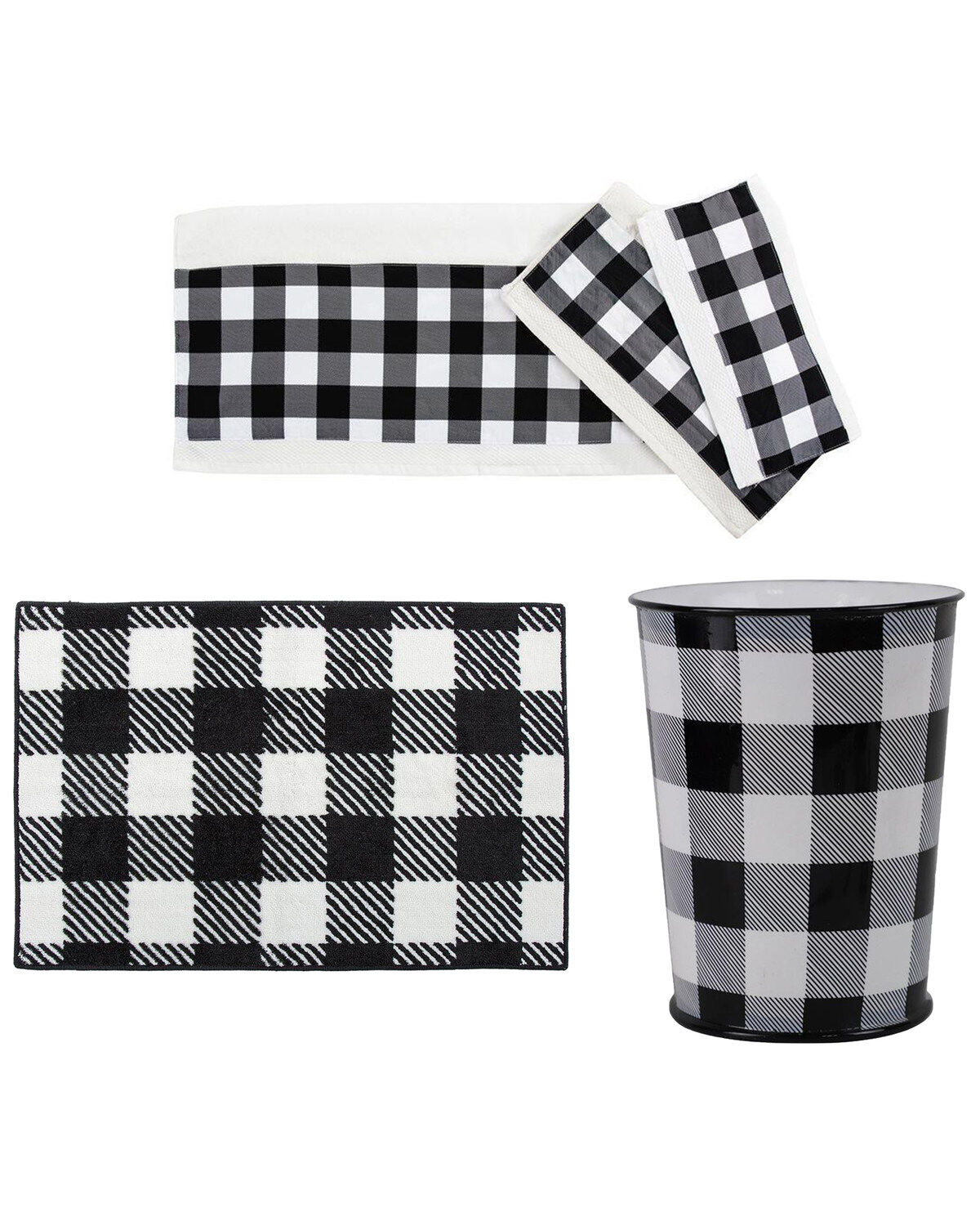 HiEnd Accents Camille Buffalo Checkered Bath Accessory & Towel Set - 5 Piece