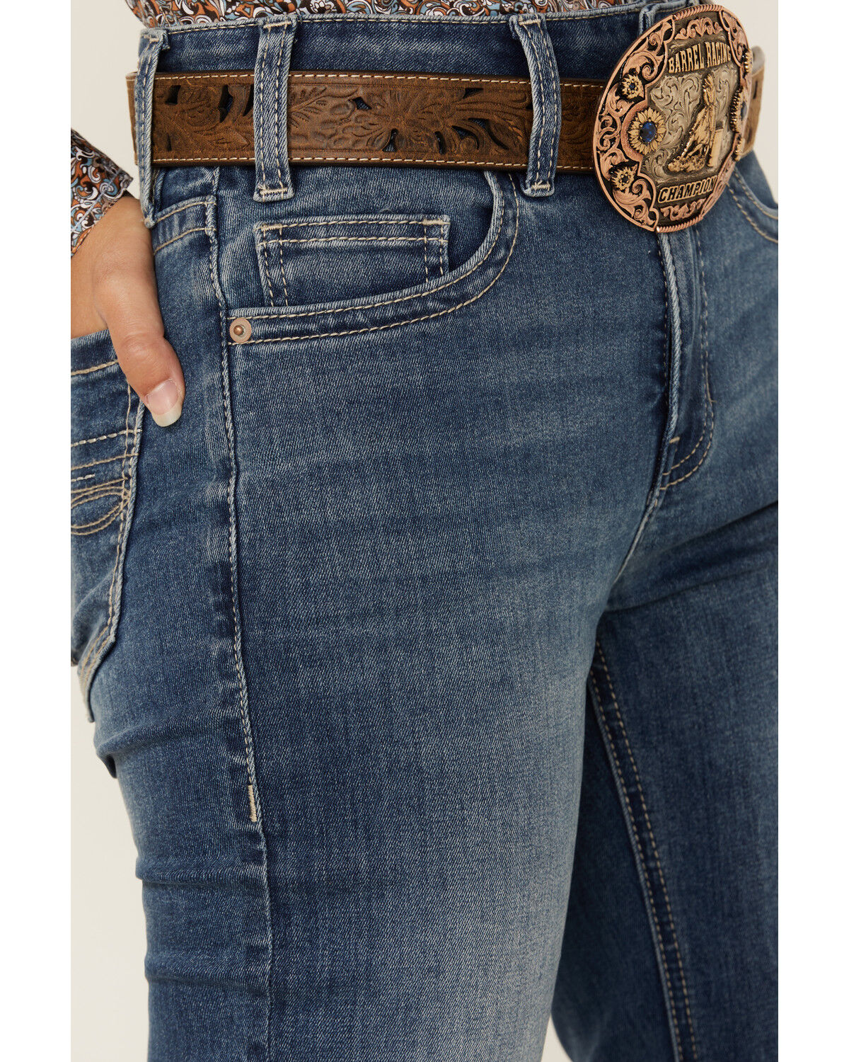 Rock & Roll Denim Women's Medium Wash High Rise Modest Bootcut Stretch Denim Jeans