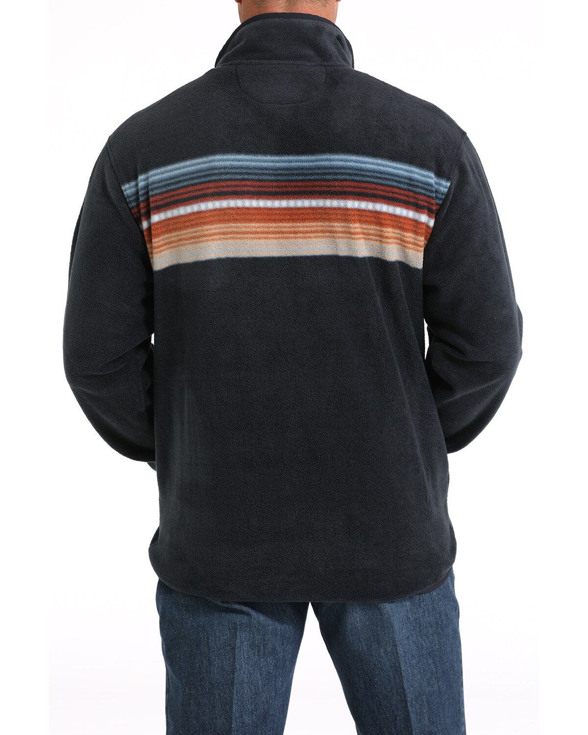 Cinch Men's Striped Print Quarter Snap Long Sleeve Pullover