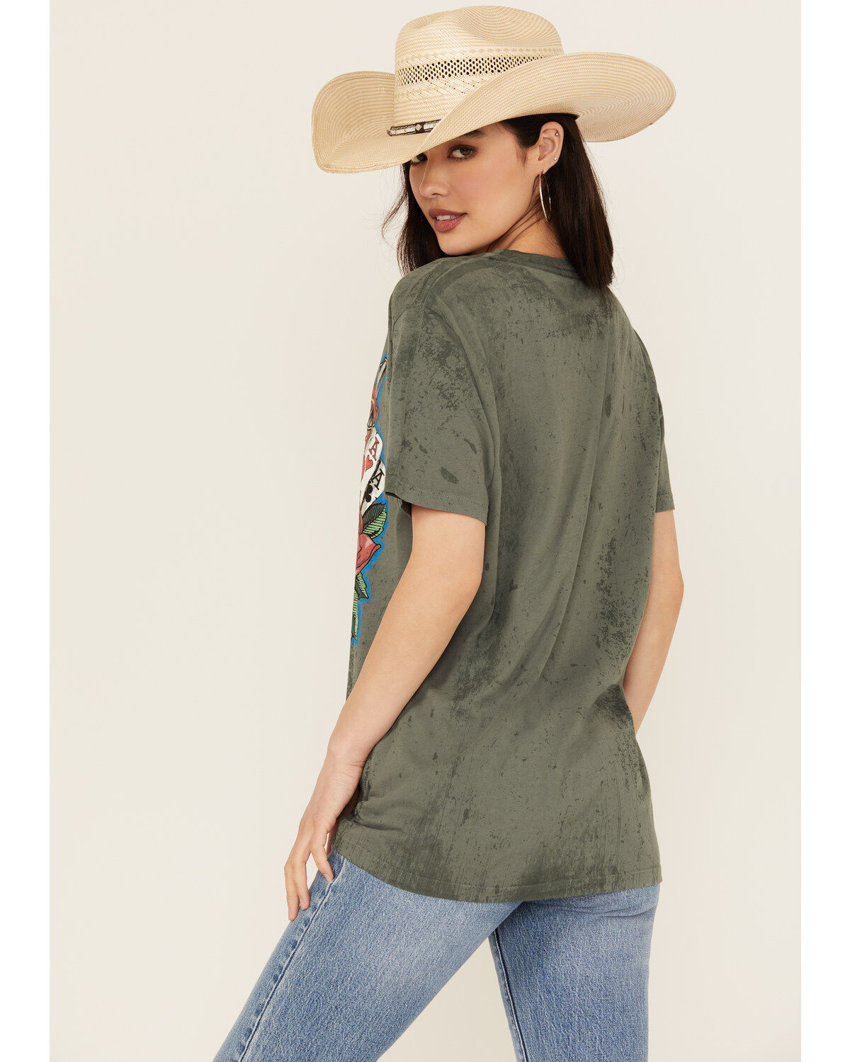 Affliction Women's Live Fast Studded Short Sleeve Graphic Tee