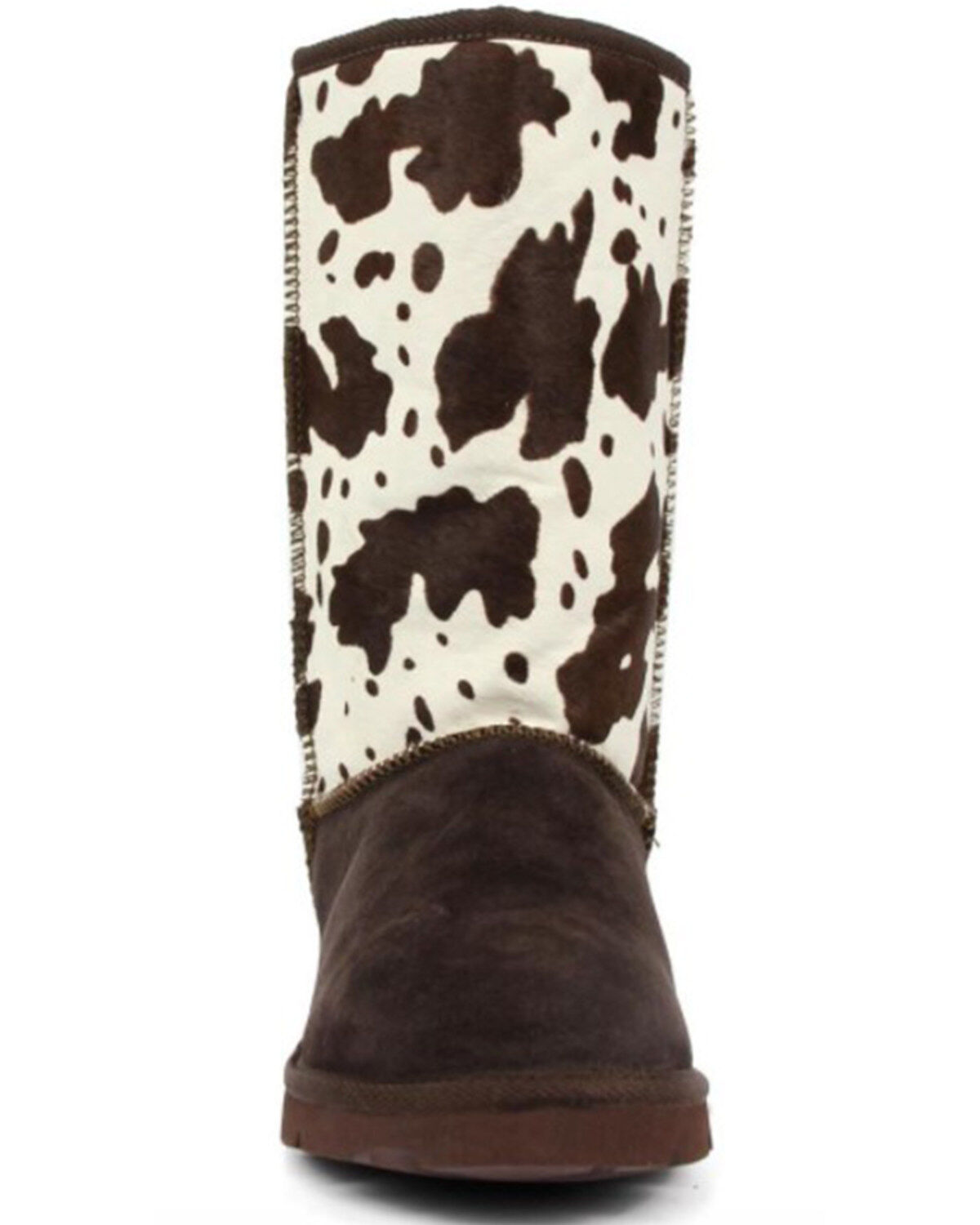 Superlamb Women's Turano 11" Cow Print Real Hair-On Casual Pull On Boots - Round Toe
