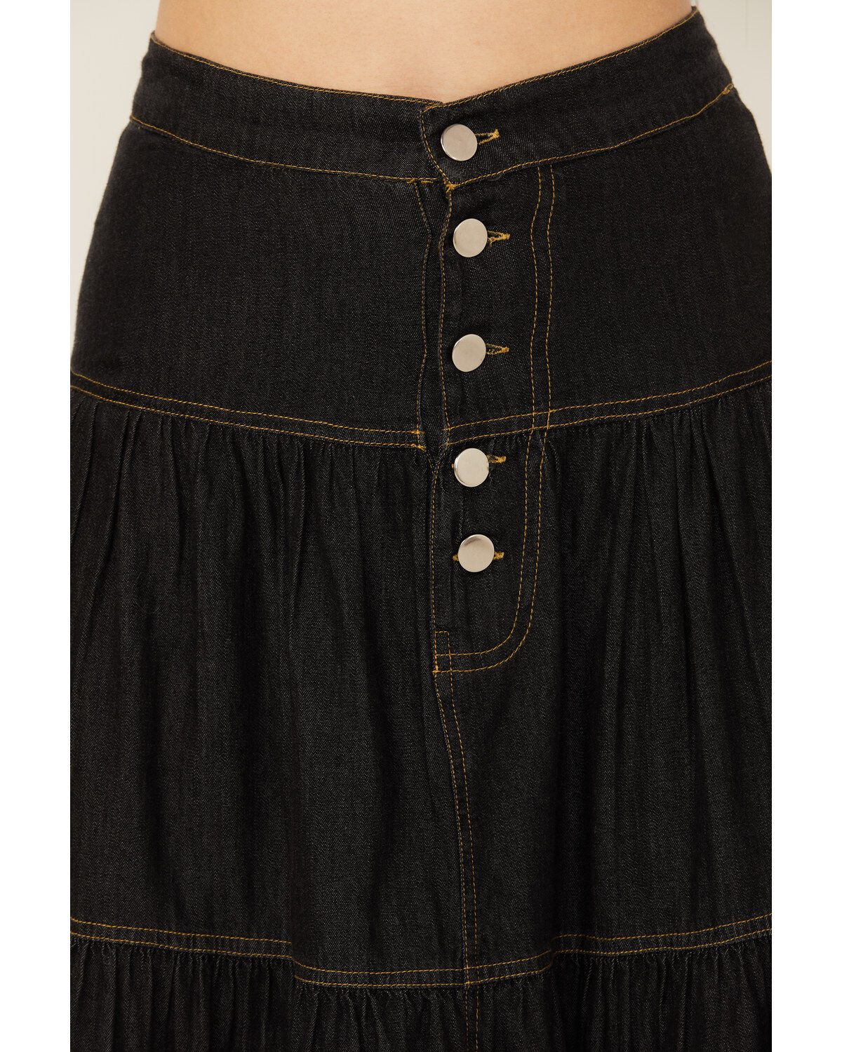 Revel Women's Tiered Denim Maxi Skirt