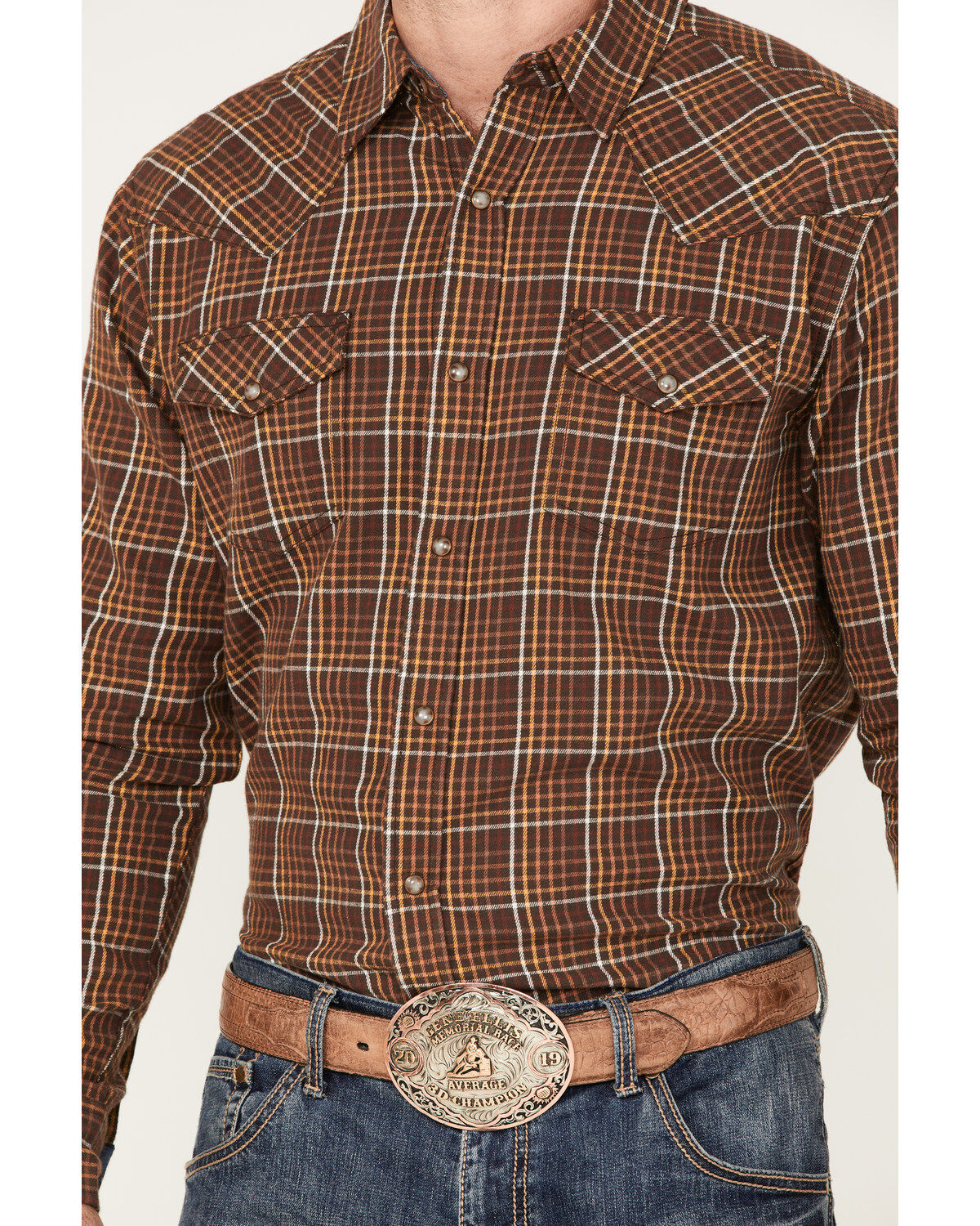 Cody James Men's Rusty Nail Small Plaid Print Long Sleeve Snap Western Flannel Shirt - Big & Tall