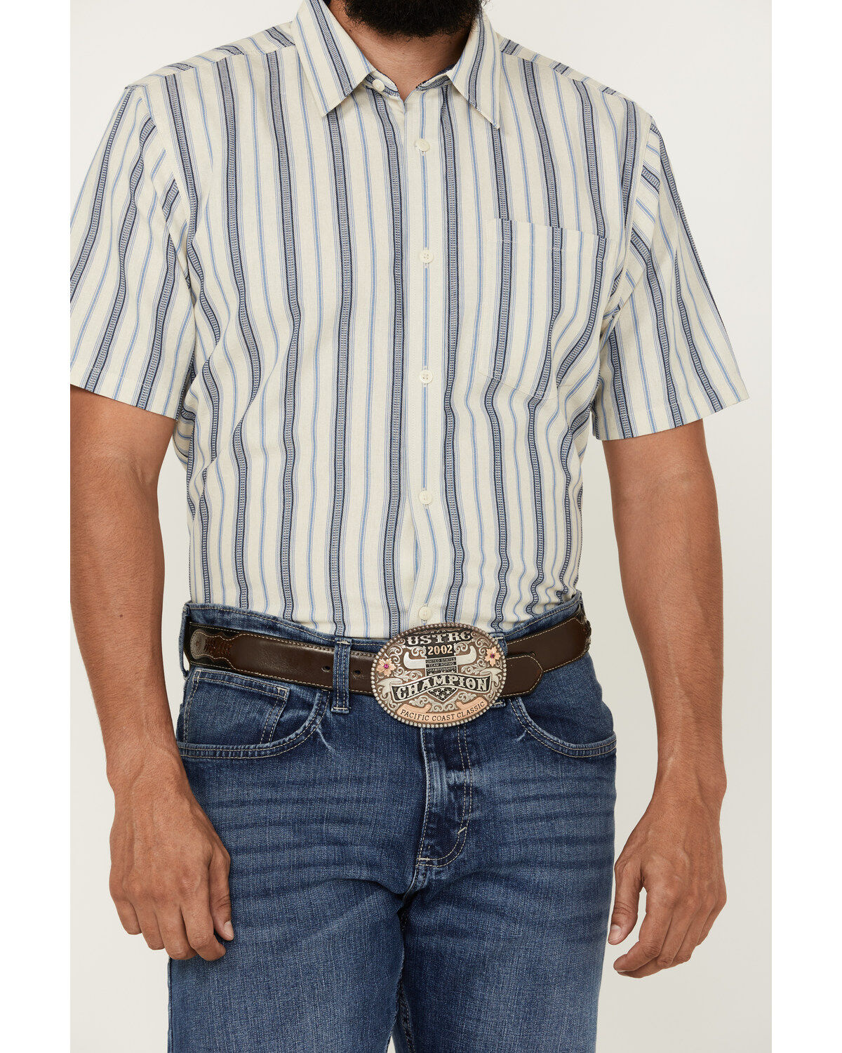 Cody James Men's Gunsmoke Dobby Striped Button-Down Short Sleeve Western Shirt