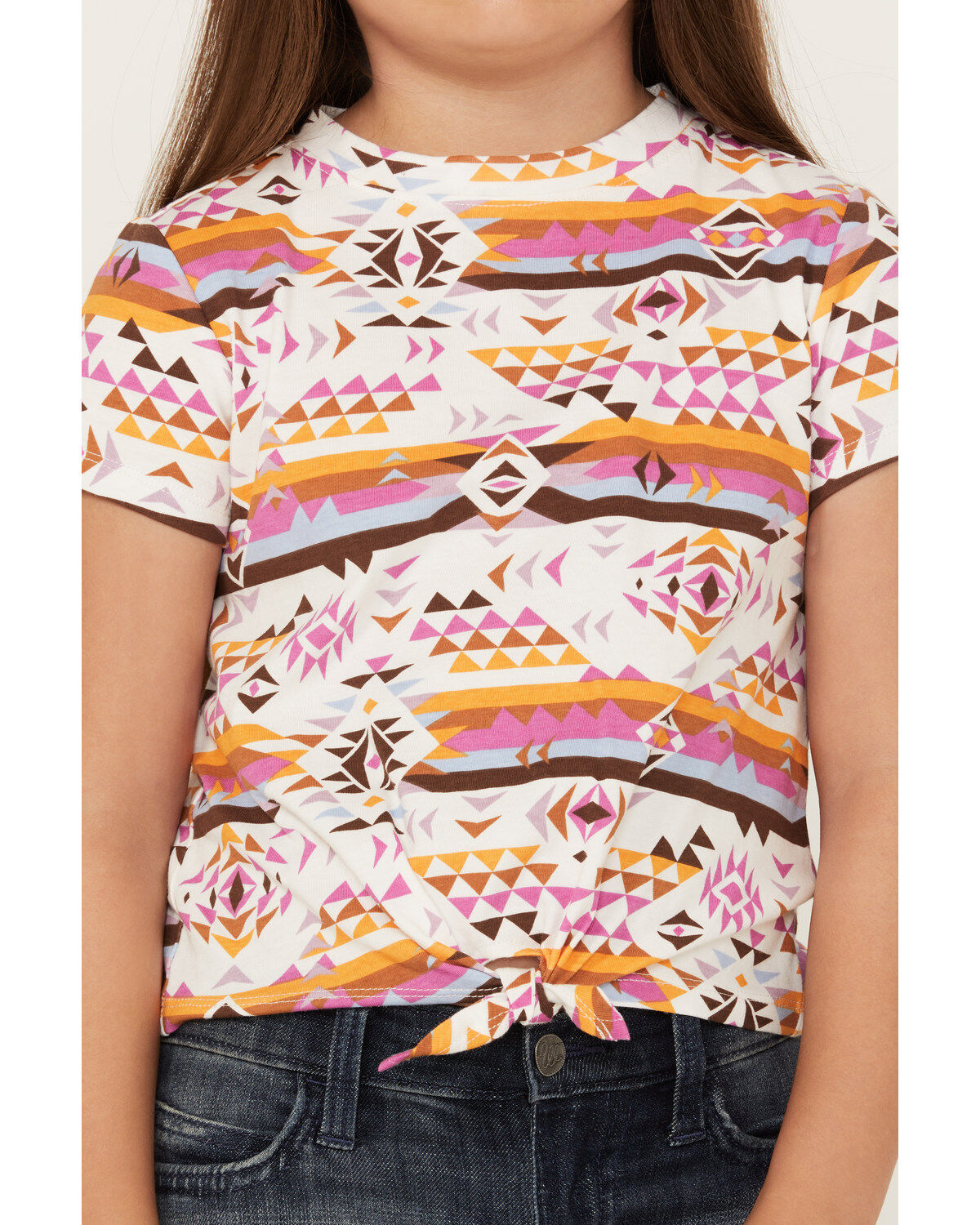 Shyanne Girls' Southwestern Print Knit Tie Top
