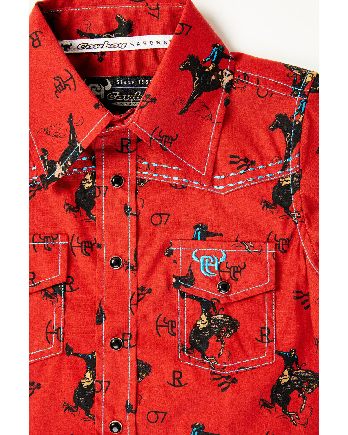 Cowboy Hardware Toddler Boys' Vintage Bronc Conversation Print Short Sleeve Snap Western Shirt