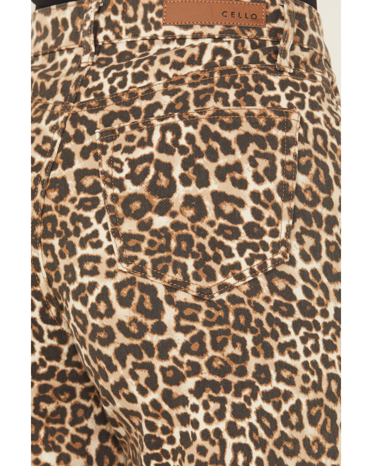 Cello Women's Leopard Print High Rise Wide Leg Jeans