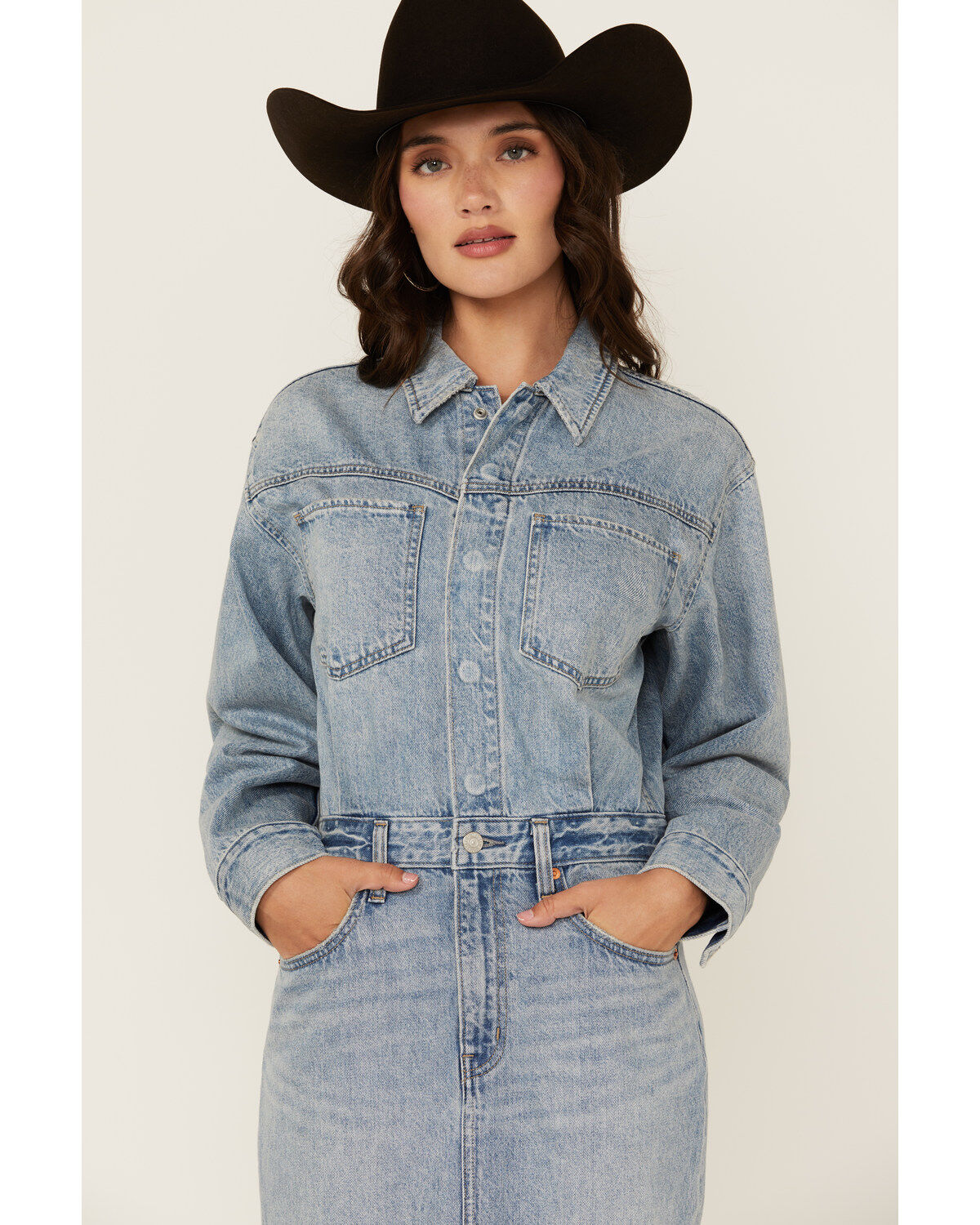 Levi's Premium Women's Light Wash Western Denim Midi Dress