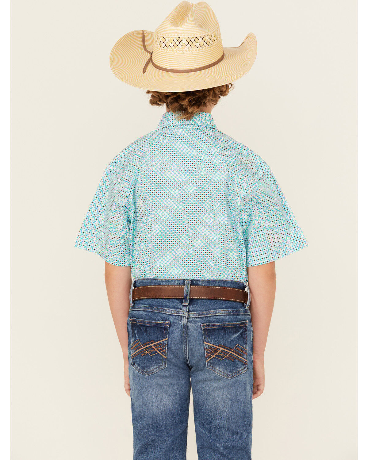 Panhandle Boys' Geo Print Short Sleeve Snap Western Shirt