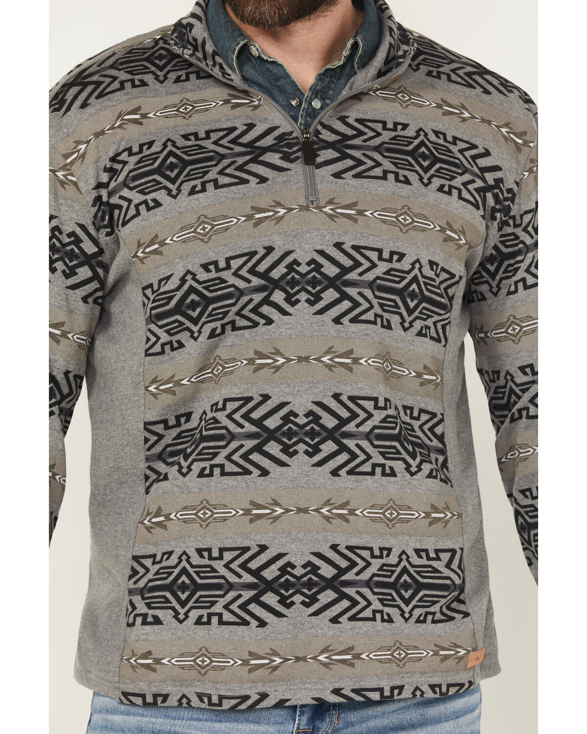 Powder River Outfitters by Panhandle Men's Pro Southwestern 1/4 Zip Henley Long Sleeve Shirt