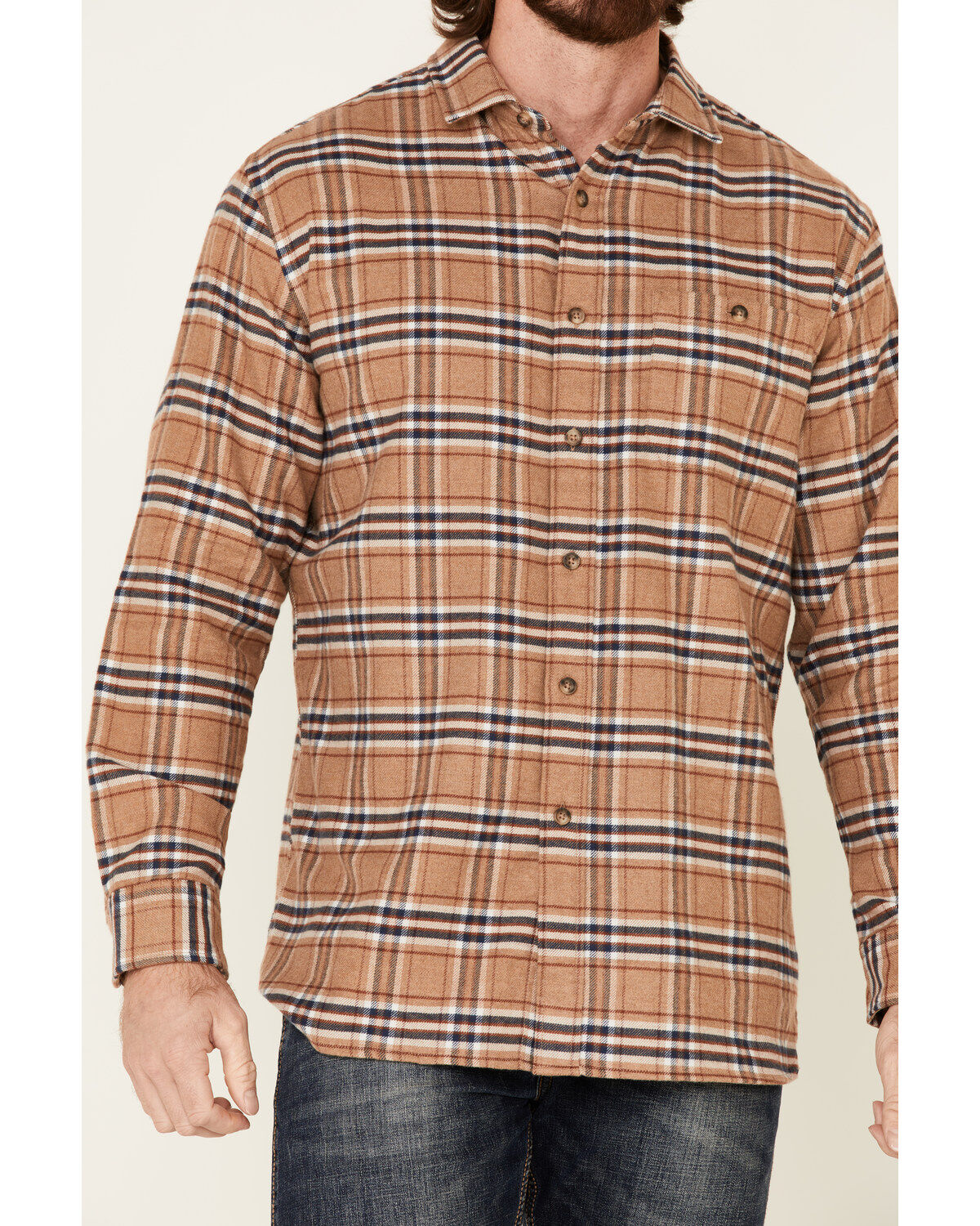 Pendleton Men's Camel Cascade Plaid Long Sleeve Western Shirt