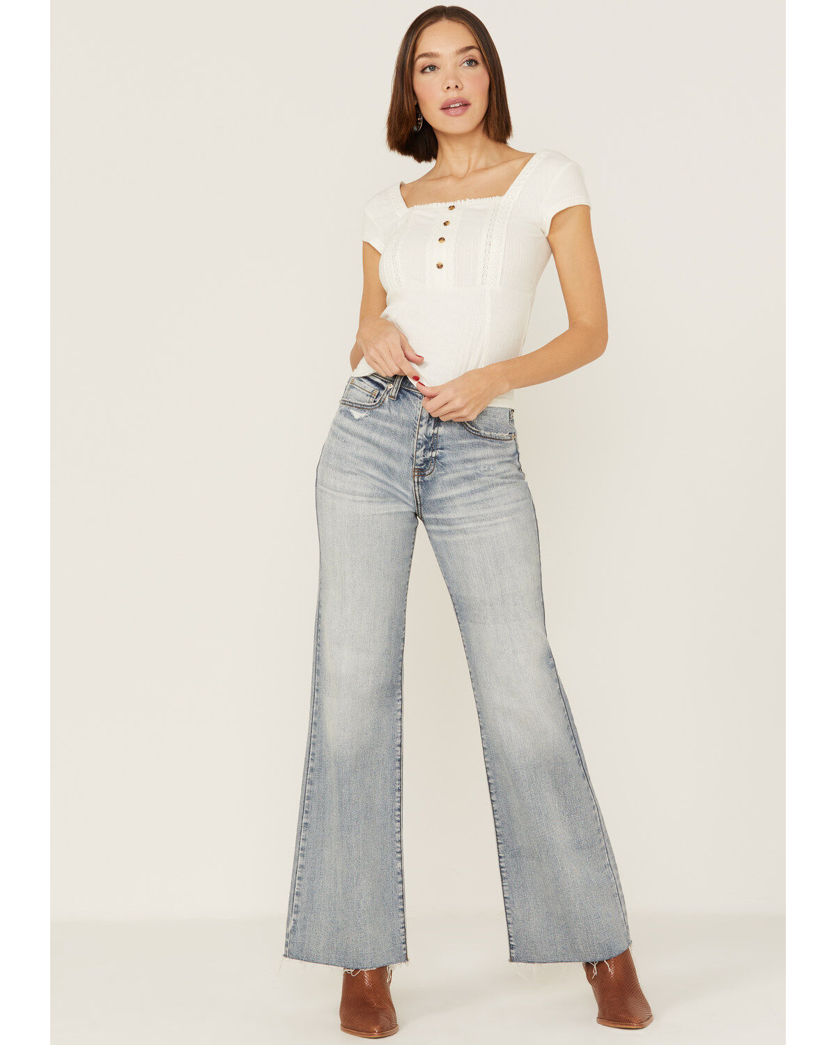 Shyanne Women's Pointelle Square Neck Top