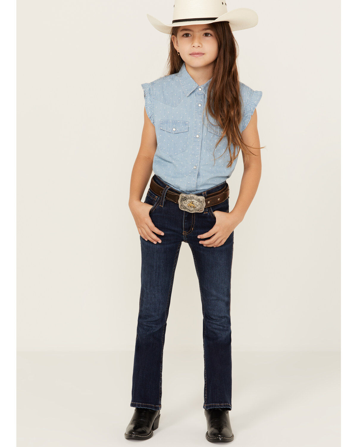 Shyanne Little Girls' Dark Wash Stretch Bootcut Riding Jeans