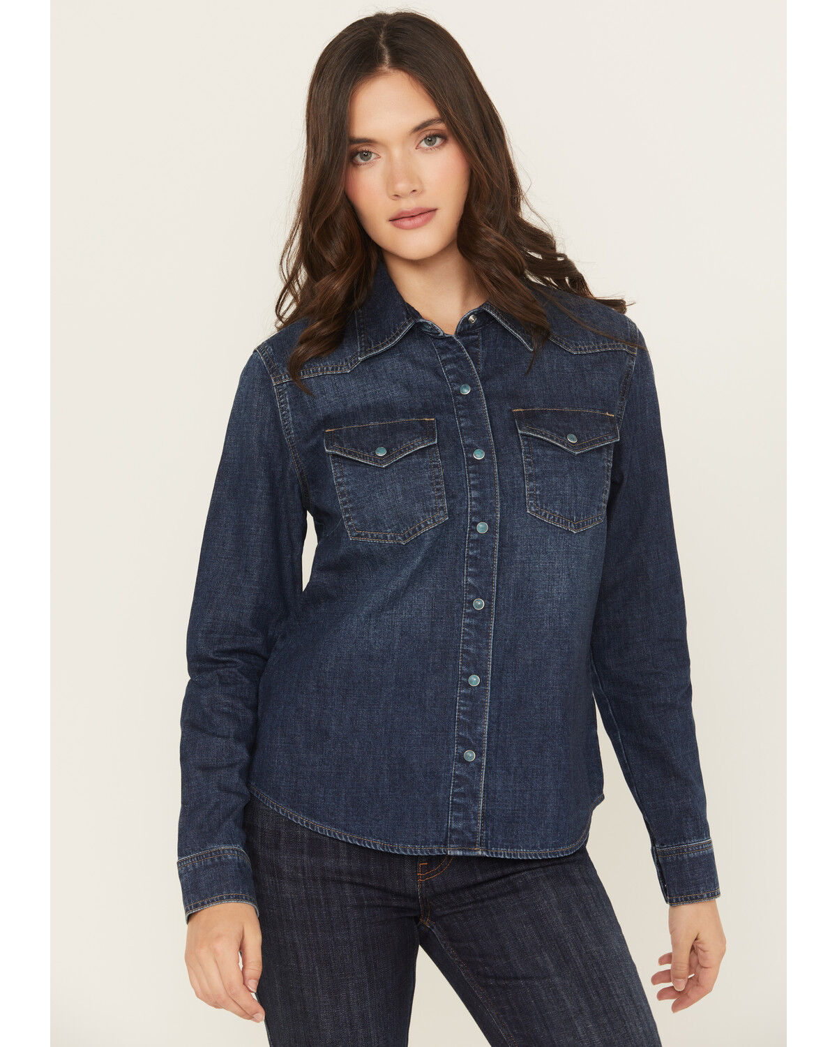 Idyllwind Women's Abbott Dark Wash Chambray Long Sleeve Snap Western Shirt